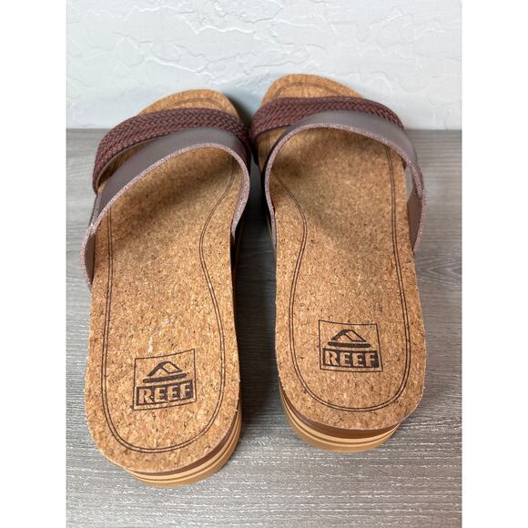 Reef Women's 8.5 Cushion Vista Hi Slip On Platform Sandals Brown Chocolate Braid - Picture 4 of 7
